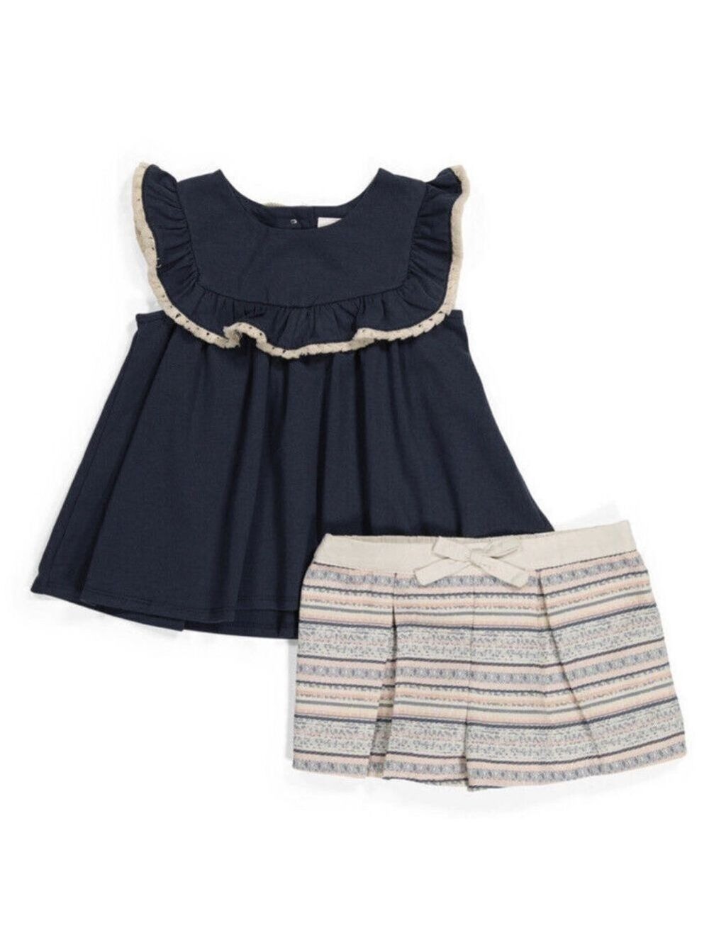 Tommy Bahama Baby Girls’ 2-Piece Ruffle Tunic and Striped Jacquard Short Set